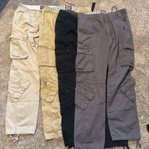 Cargo Pants with button and drawstring Waistband and Straight Fit.
